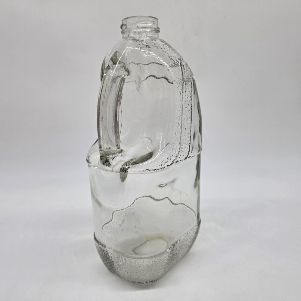 Clear Embossed Glass Jug With Handle Milk Glass Bottle Shape 10" - Picture 6 of 9